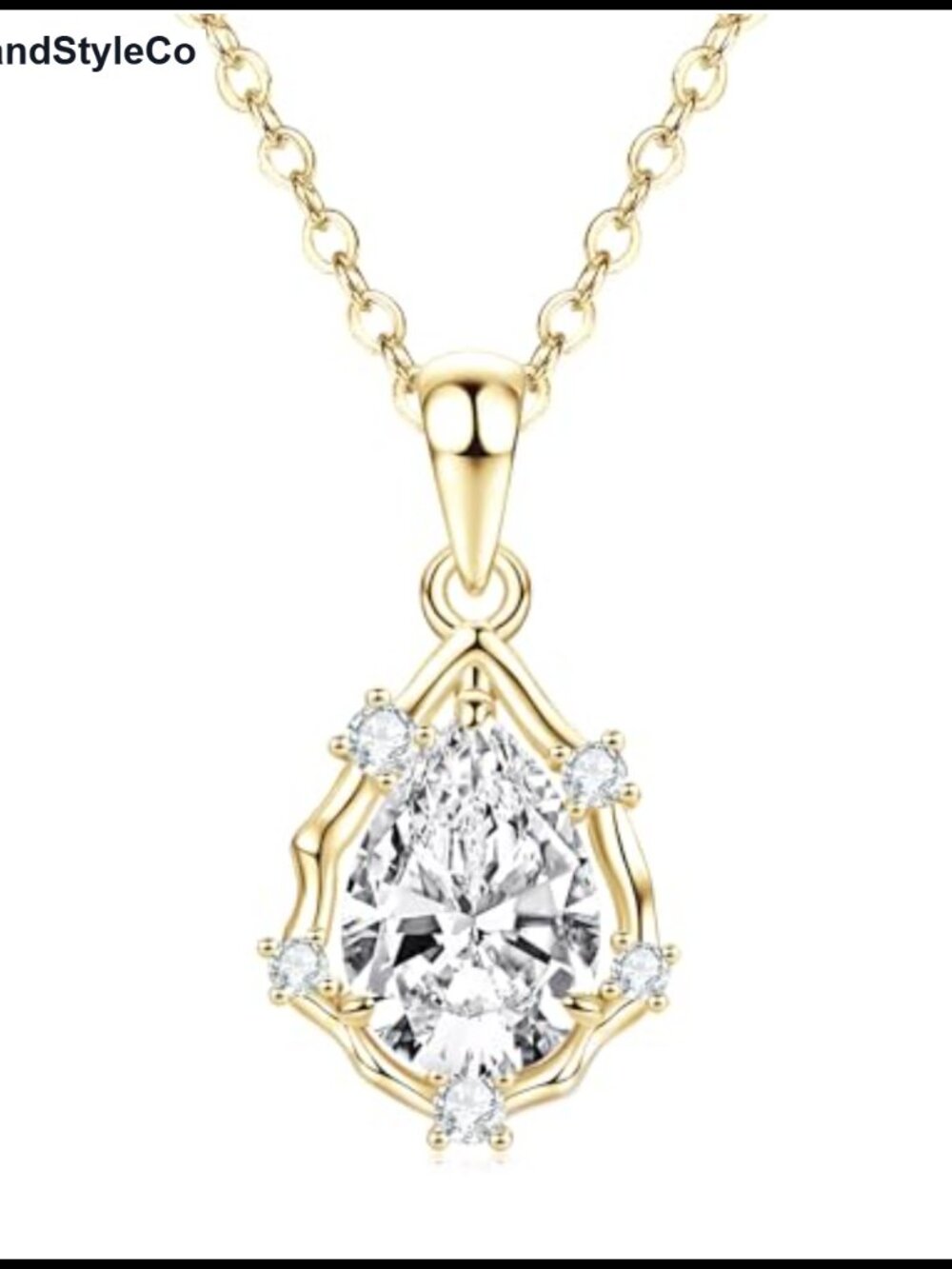5A Cubic Zirconia Teardrop Pendant Necklace Adjustable Chain